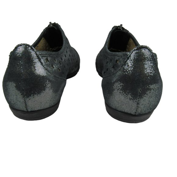 Gabor Hovercraft Dark Gray Shimmer Perforated Flats Zip Up Womens Sz 6 Portugal - Picture 4 of 8